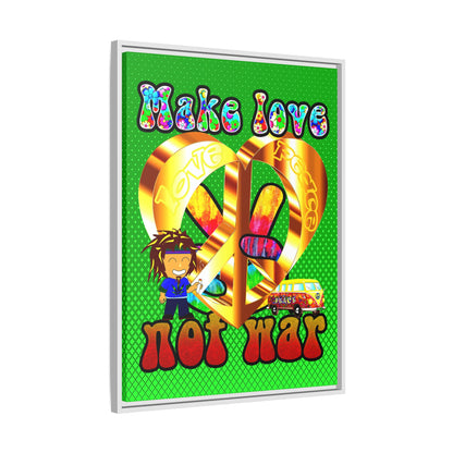 love peace - framed canvas art (logo green)