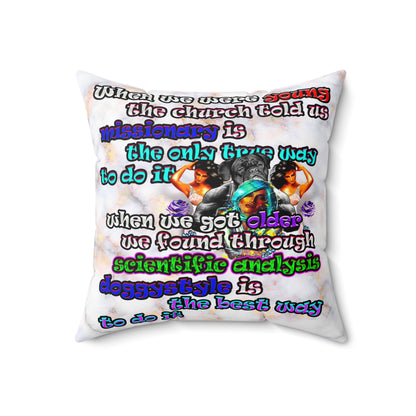 doggystyle - Spun Polyester Square Pillow - (white marble)