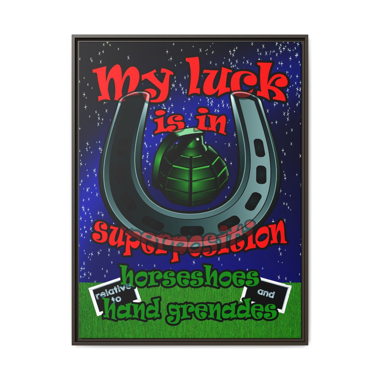 my luck - framed canvas art ('snoops' background)
