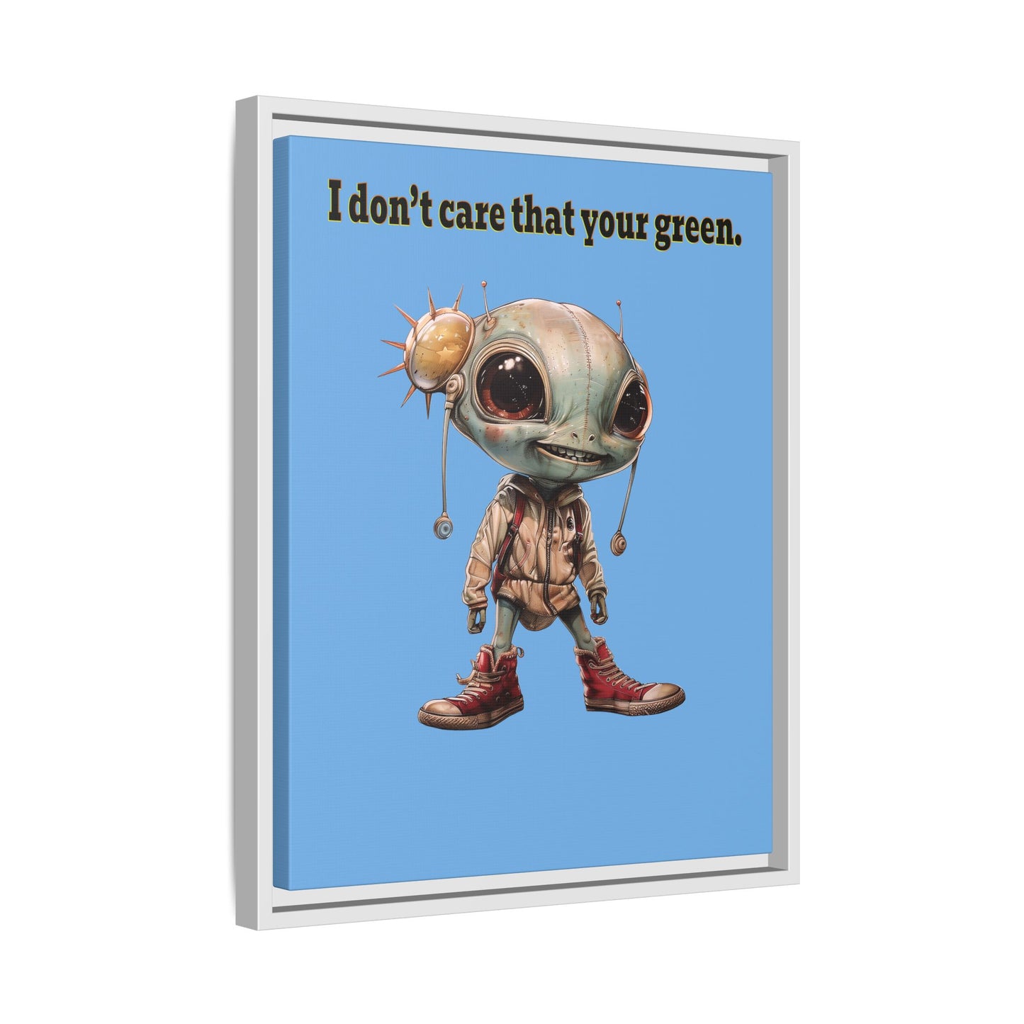 I don't care that your green - framed canvas art (light blue)