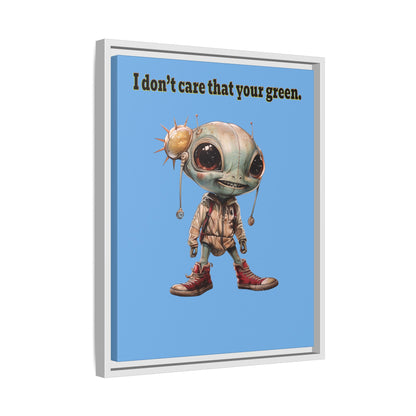 I don't care that your green - framed canvas art (light blue)