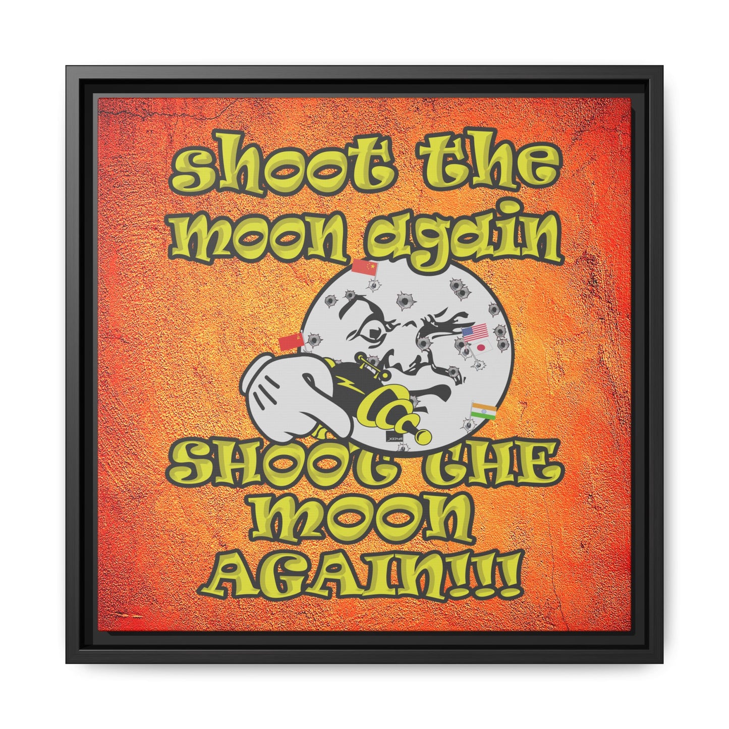 shoot the moon again - framed canvas art (burnt orange)