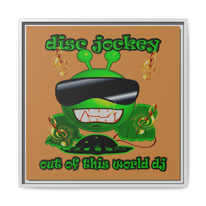 disc jockey - framed canvas art (light brown)
