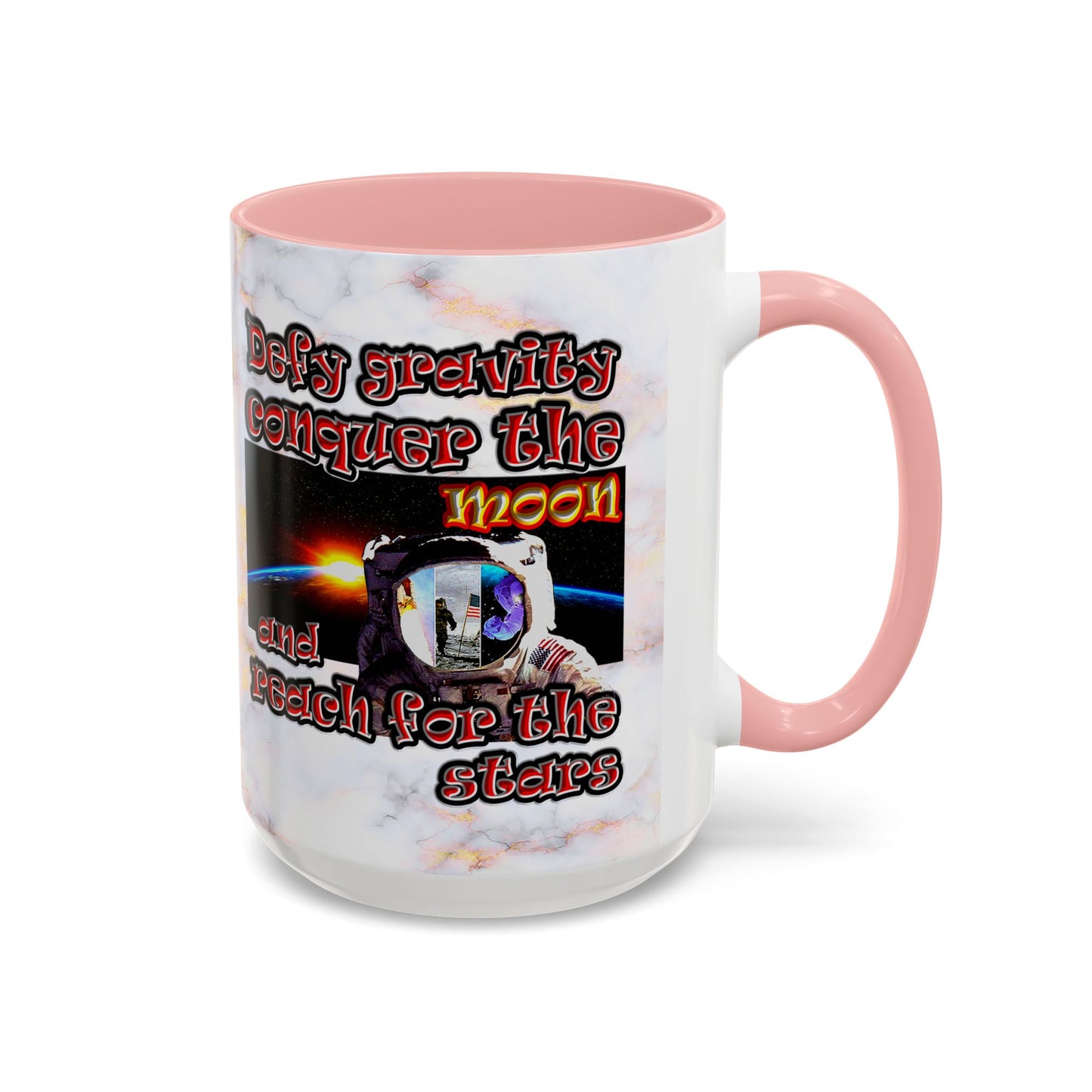 defy conquer reach - Accent Mug (white marble)