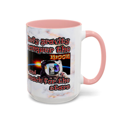 defy conquer reach - Accent Mug (white marble)