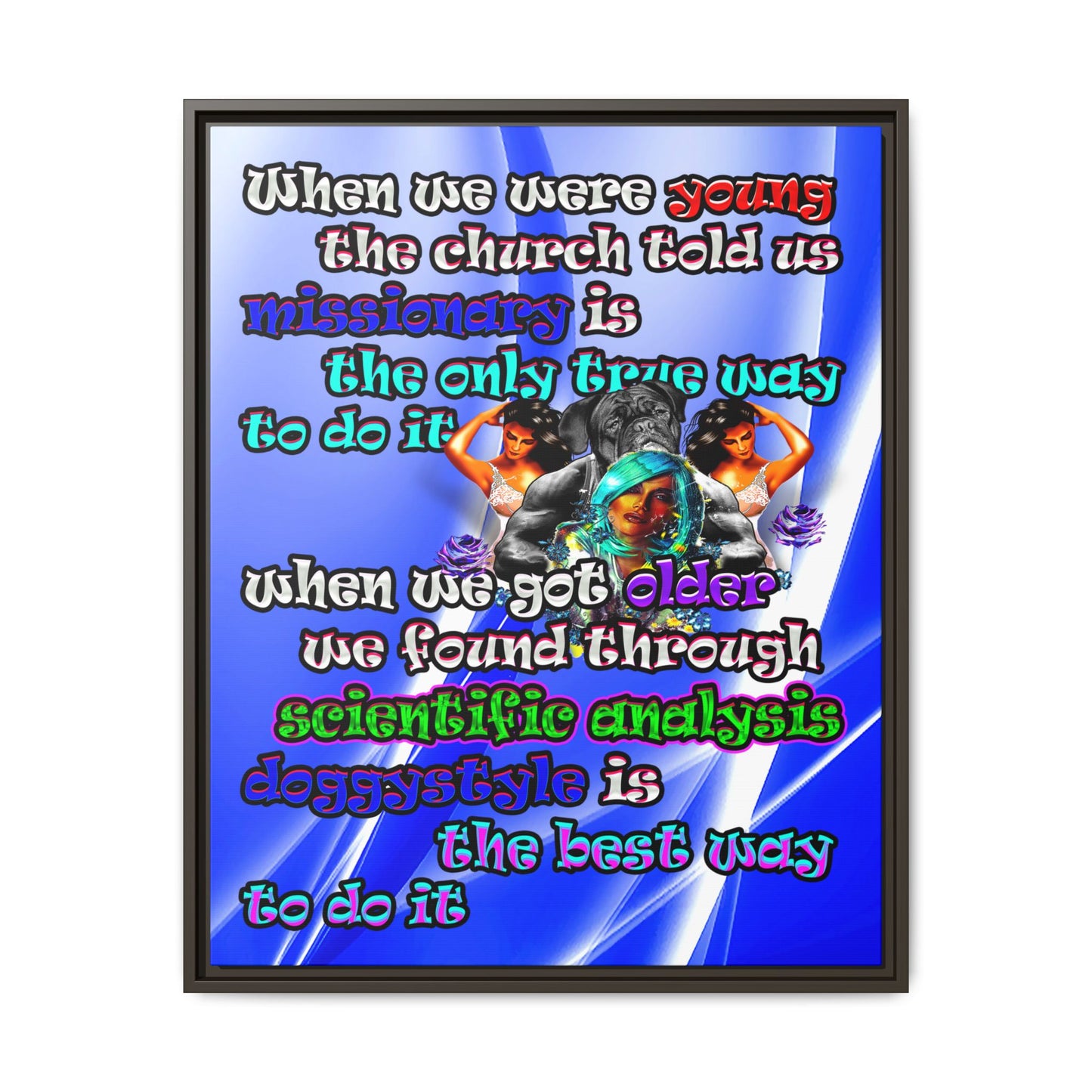 doggystyle - framed canvas art (blue-white wave)