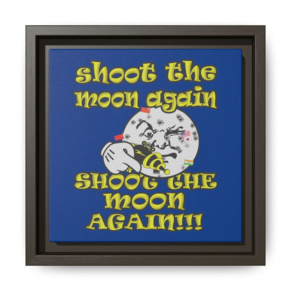 shoot the moon again - framed canvas art (dark blue)