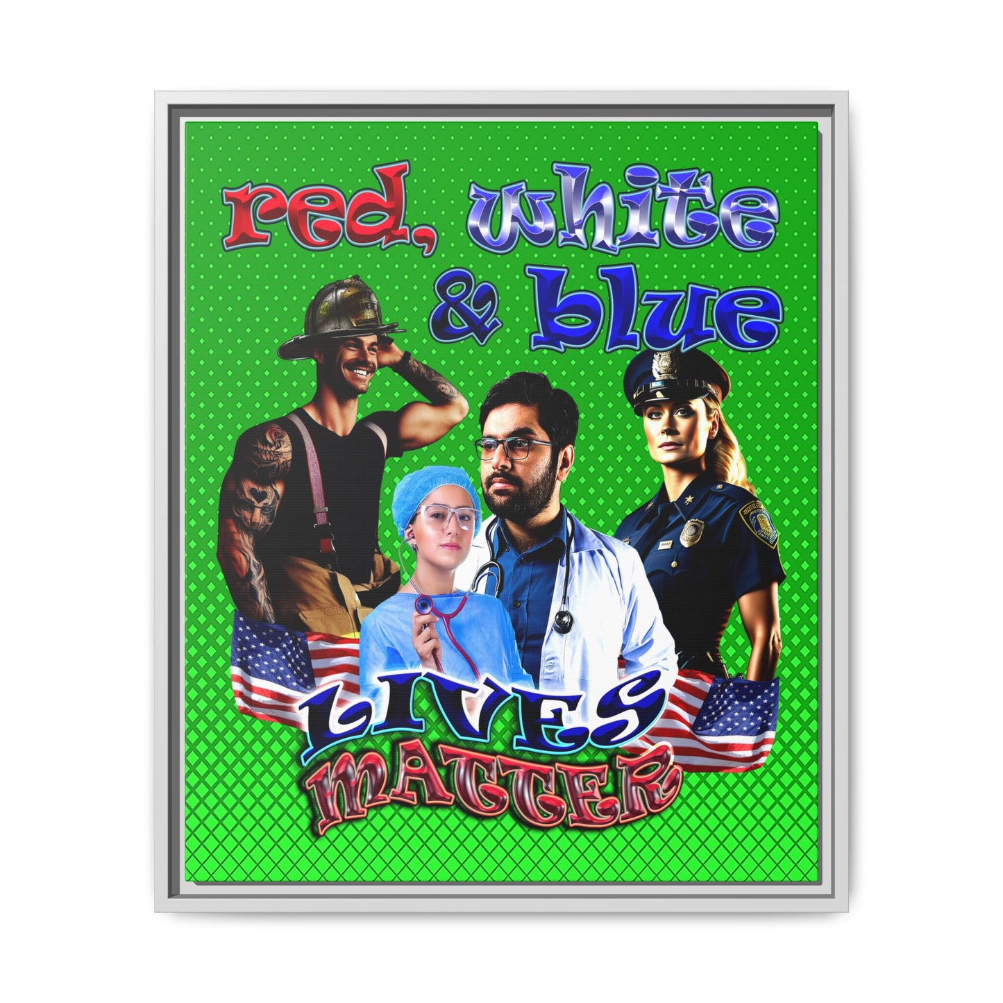 rw&b lives matter - framed canvas art (logo green)