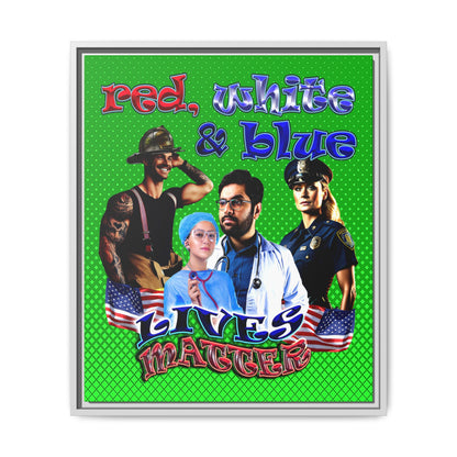 rw&b lives matter - framed canvas art (logo green)