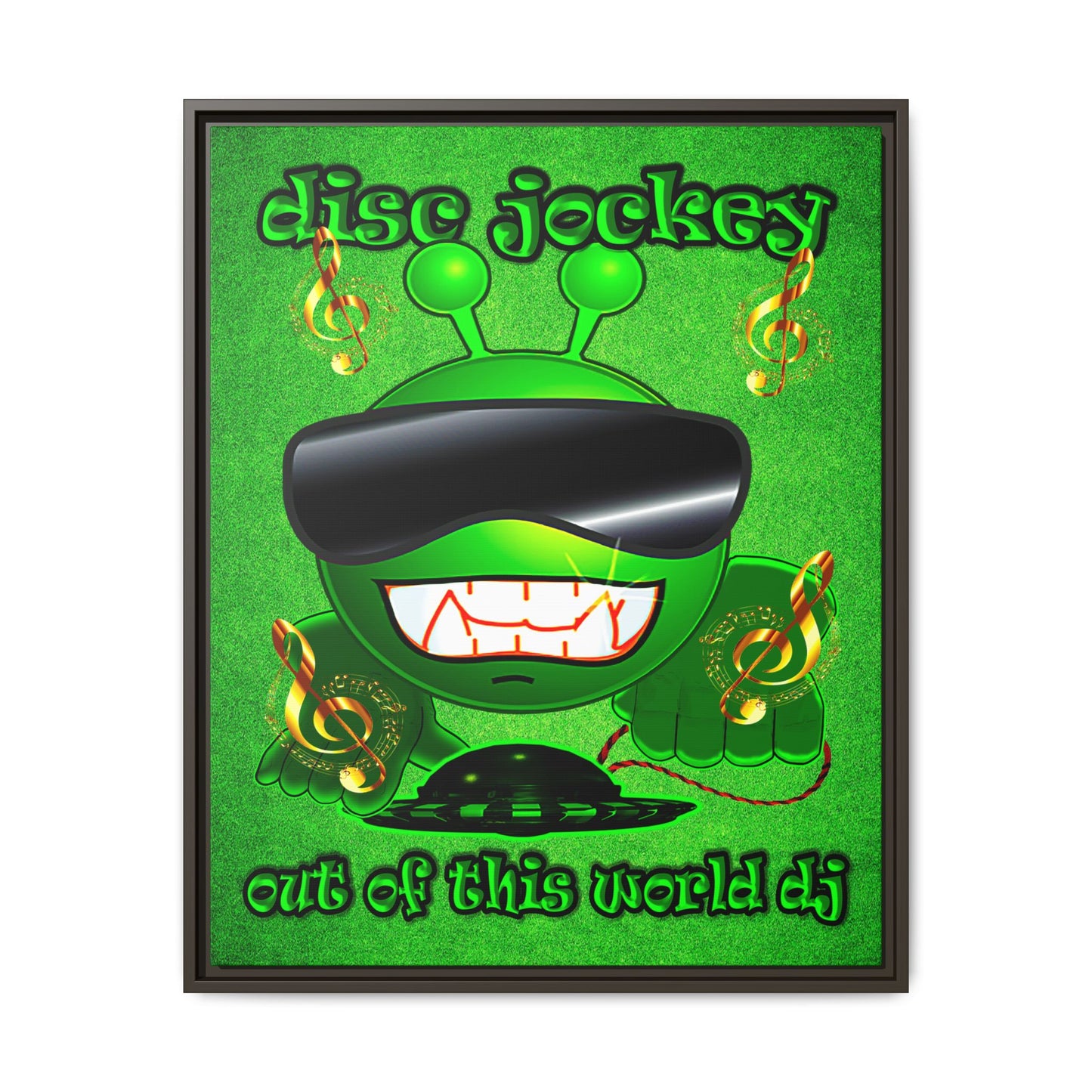 disc jockey - framed canvas art (green turf)