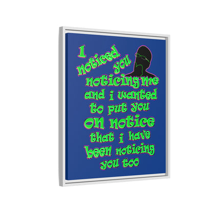 noticed you noticing - framed canvas art (dark blue)