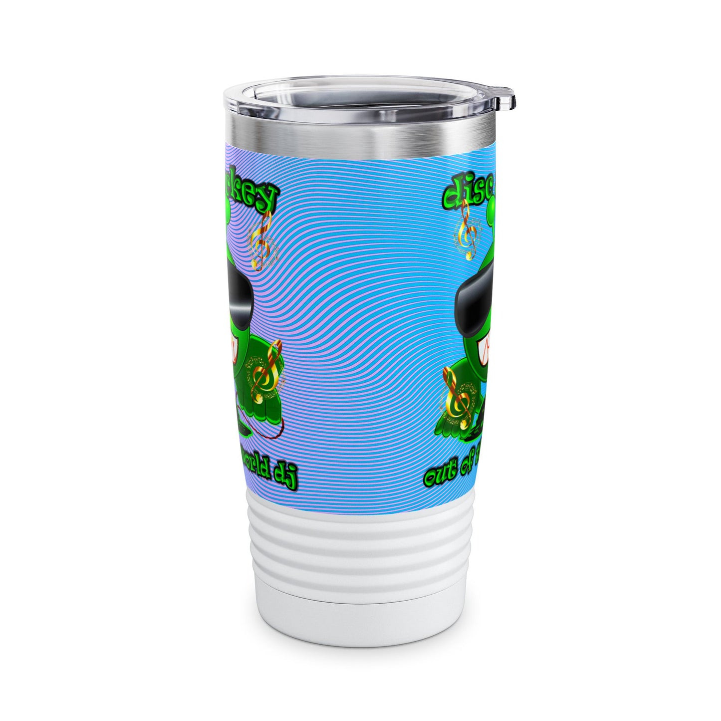 disc jockey - Ringneck Tumbler, 20oz (light blue-purple wave)
