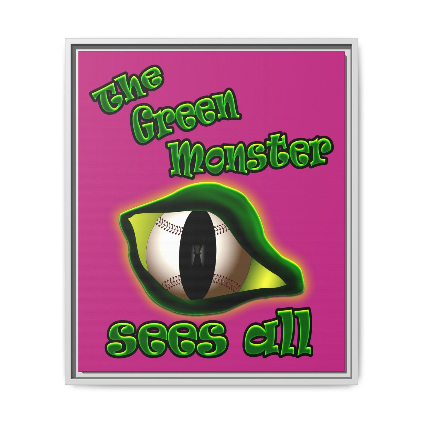 green monster - framed canvas art (pink)