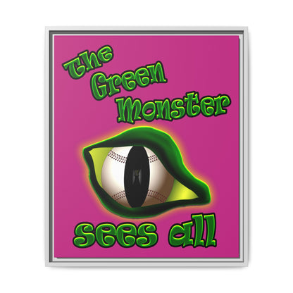 green monster - framed canvas art (pink)