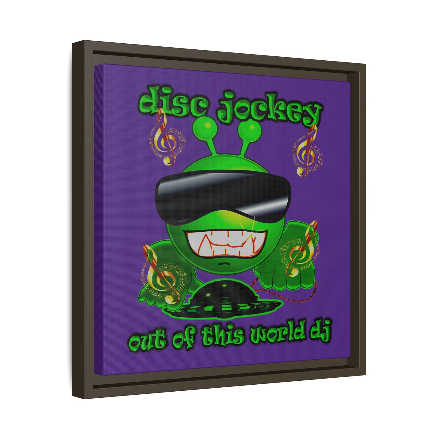 disc jockey - framed canvas art (purple)