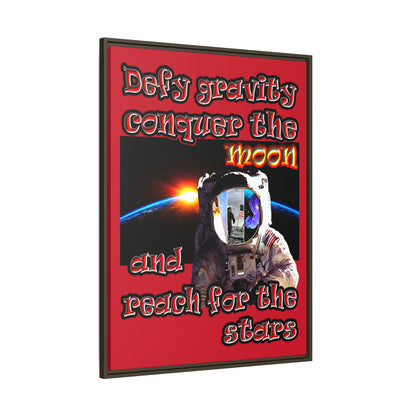 defy conquer reach - framed canvas art (dark red)