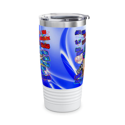 drop the beat - Ringneck Tumbler, 20oz  (blue-white wave)