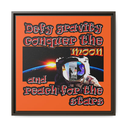 defy conquer reach - framed canvas art (orange)