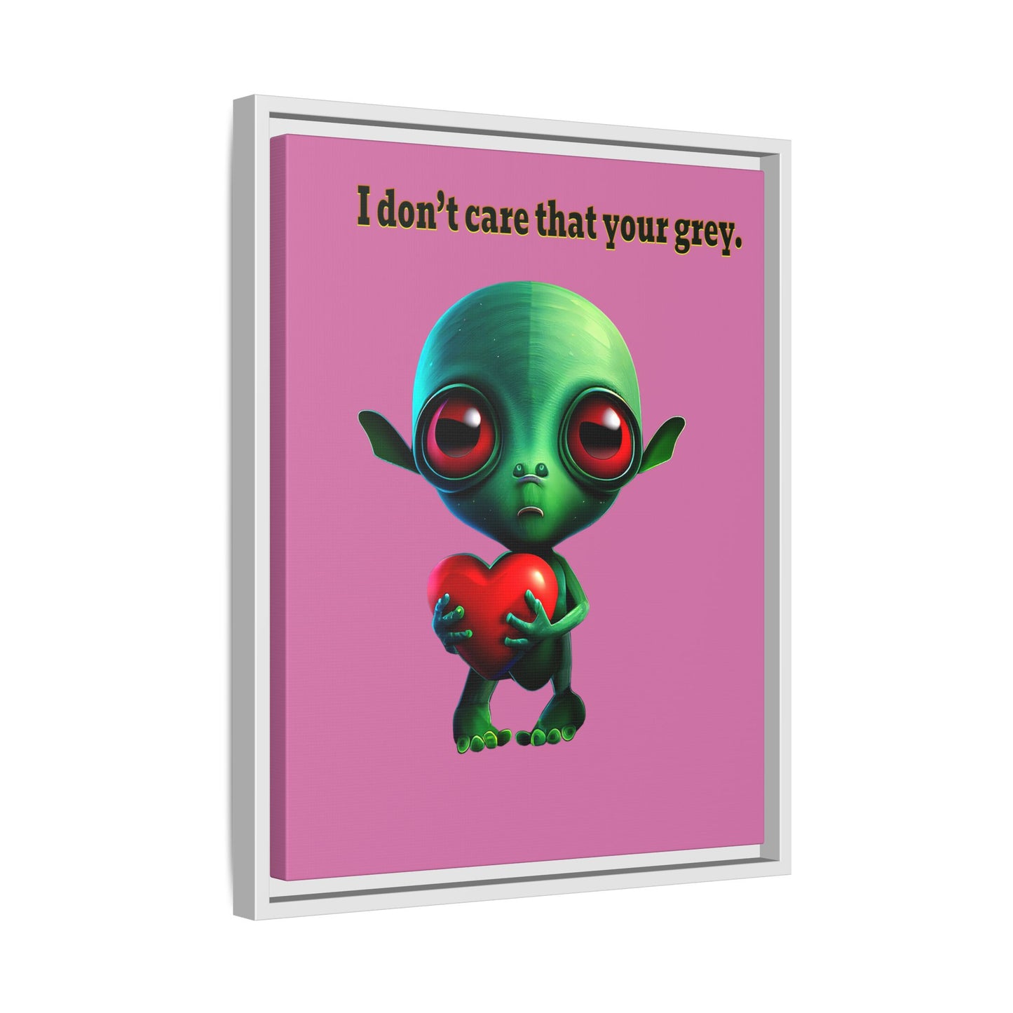 I don't care that your grey - framed canvas art (light pink)