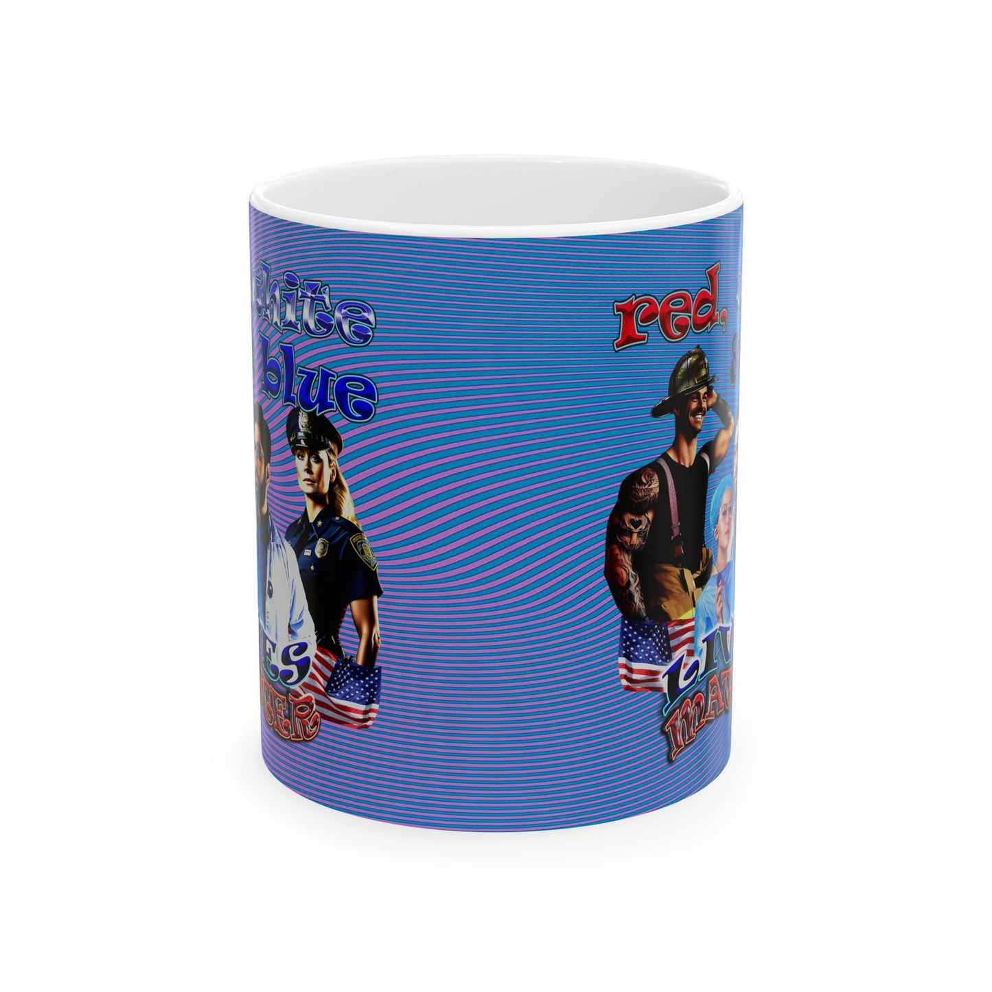 rw&b lives matter - White Mug (light blue-purple wave)