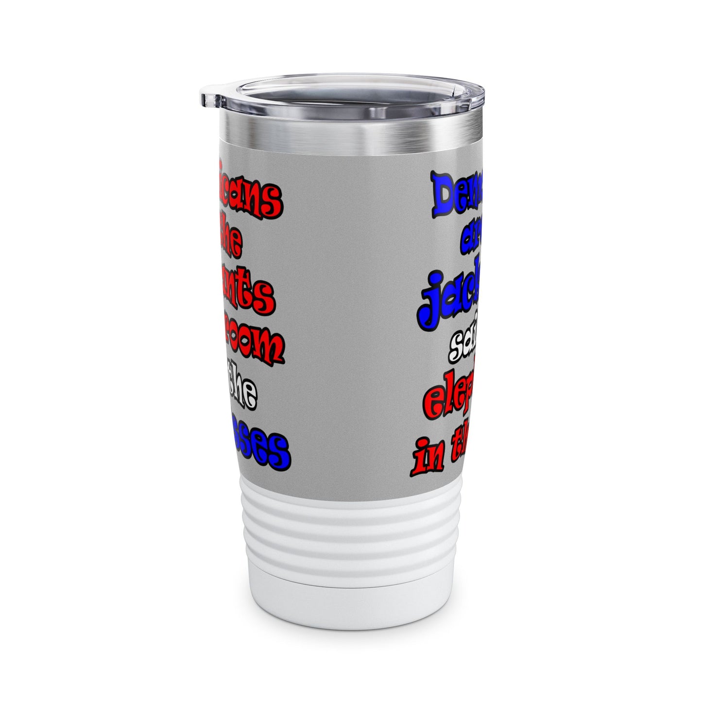 donkeys and elephants - Ringneck Tumbler, 20oz (light grey)