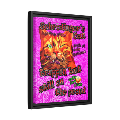 schrodinger's cat - framed canvas art (pink swirl)