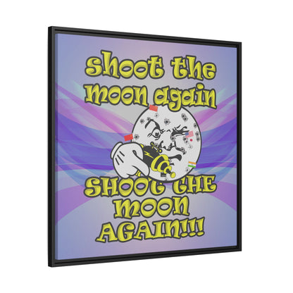 shoot the moon again - framed canvas art (light blue-pink wave)
