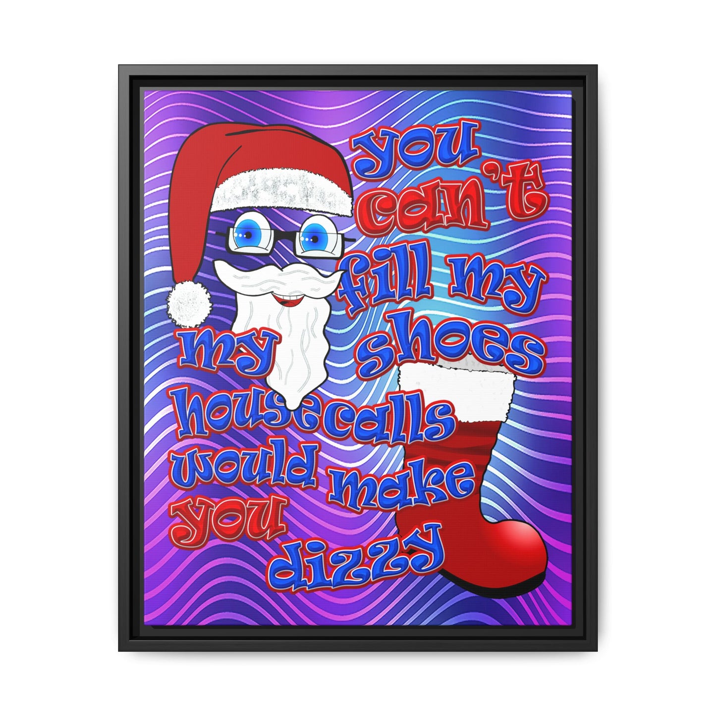santa's shoes - framed canvas art (purple wave)