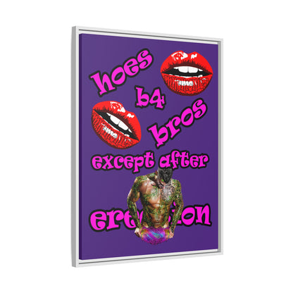 hoes b4 bros - framed canvas art (purple)