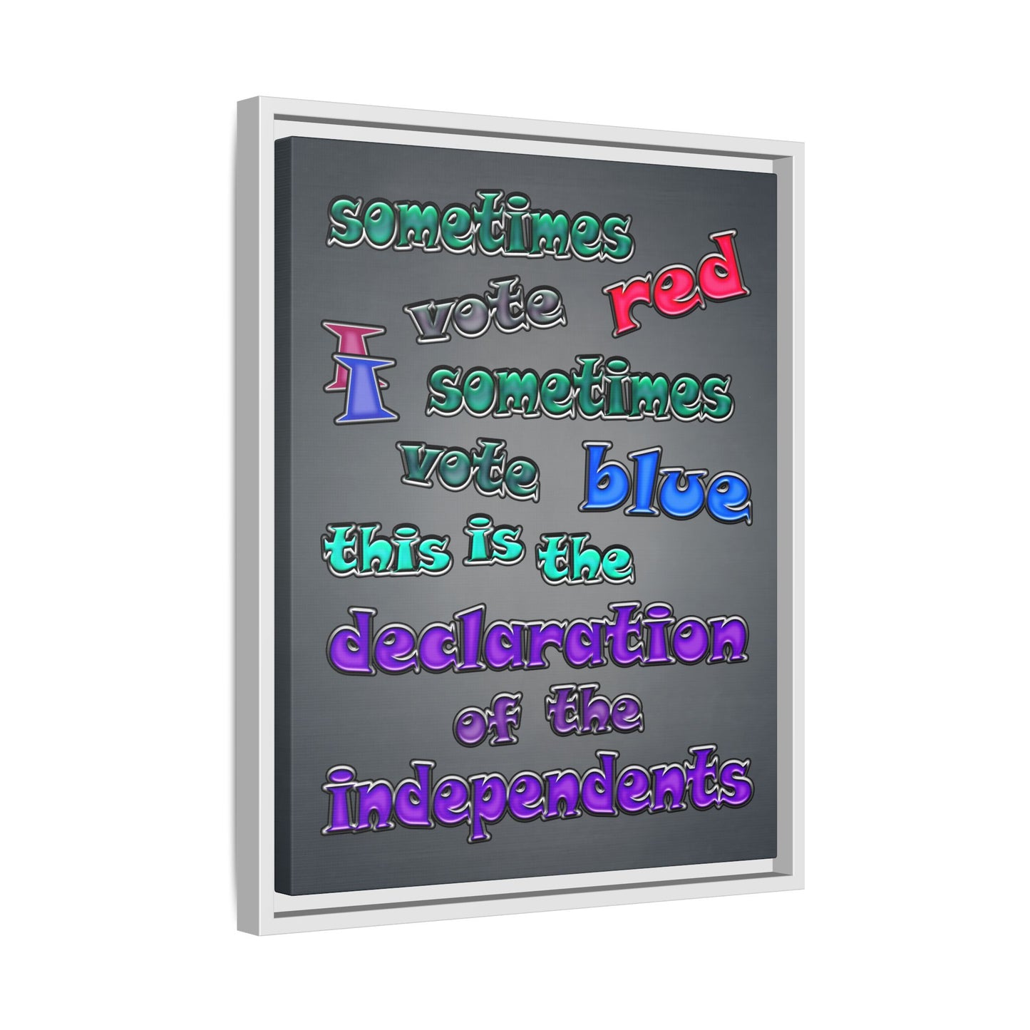 declaration of the independents - framed canvas art (grey-light grey)