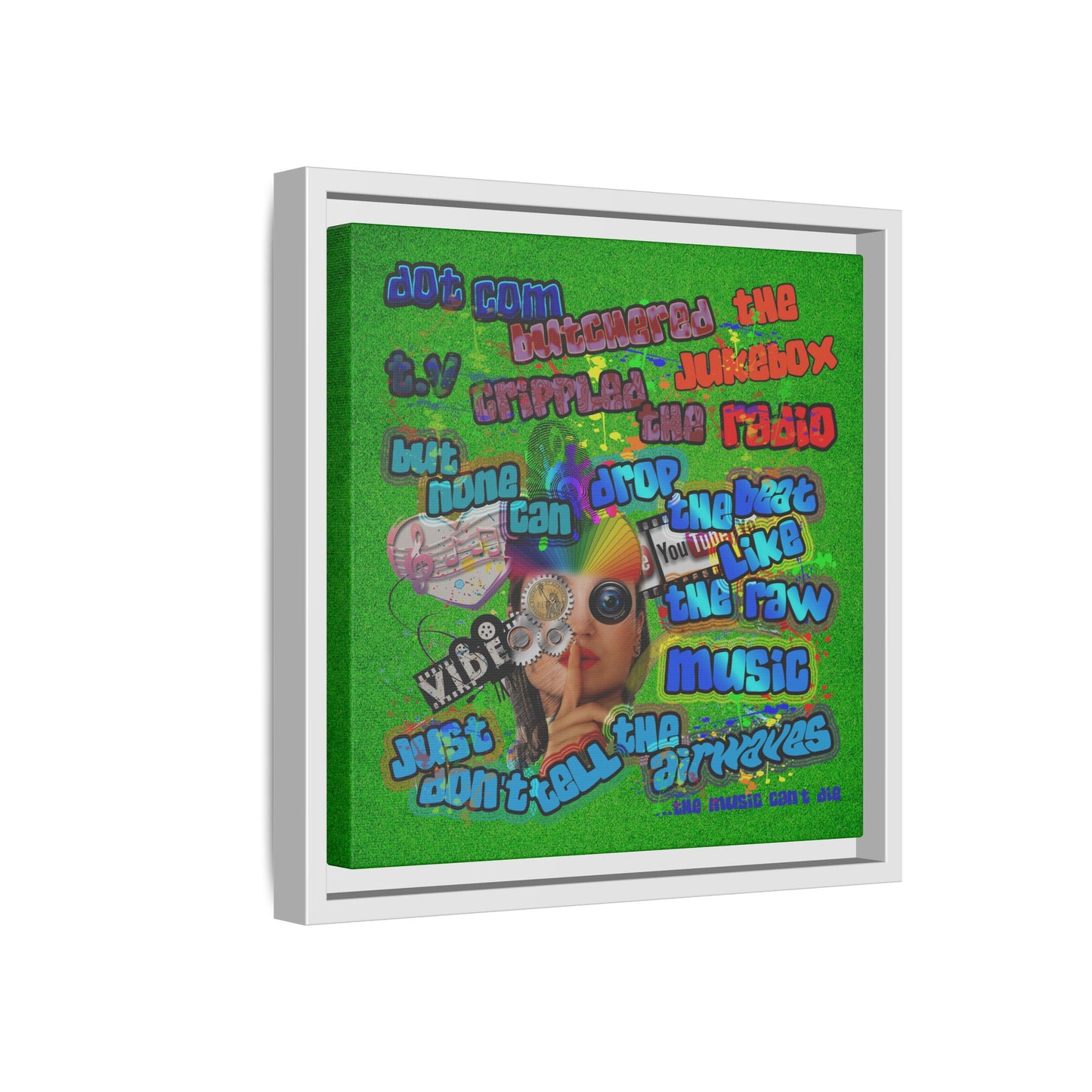 drop the beat - framed canvas art (green turf)