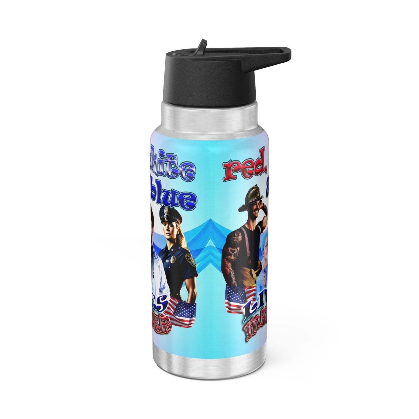 rw&b lives matter - Gator Tumbler, 32oz  (light blue-pink wave)