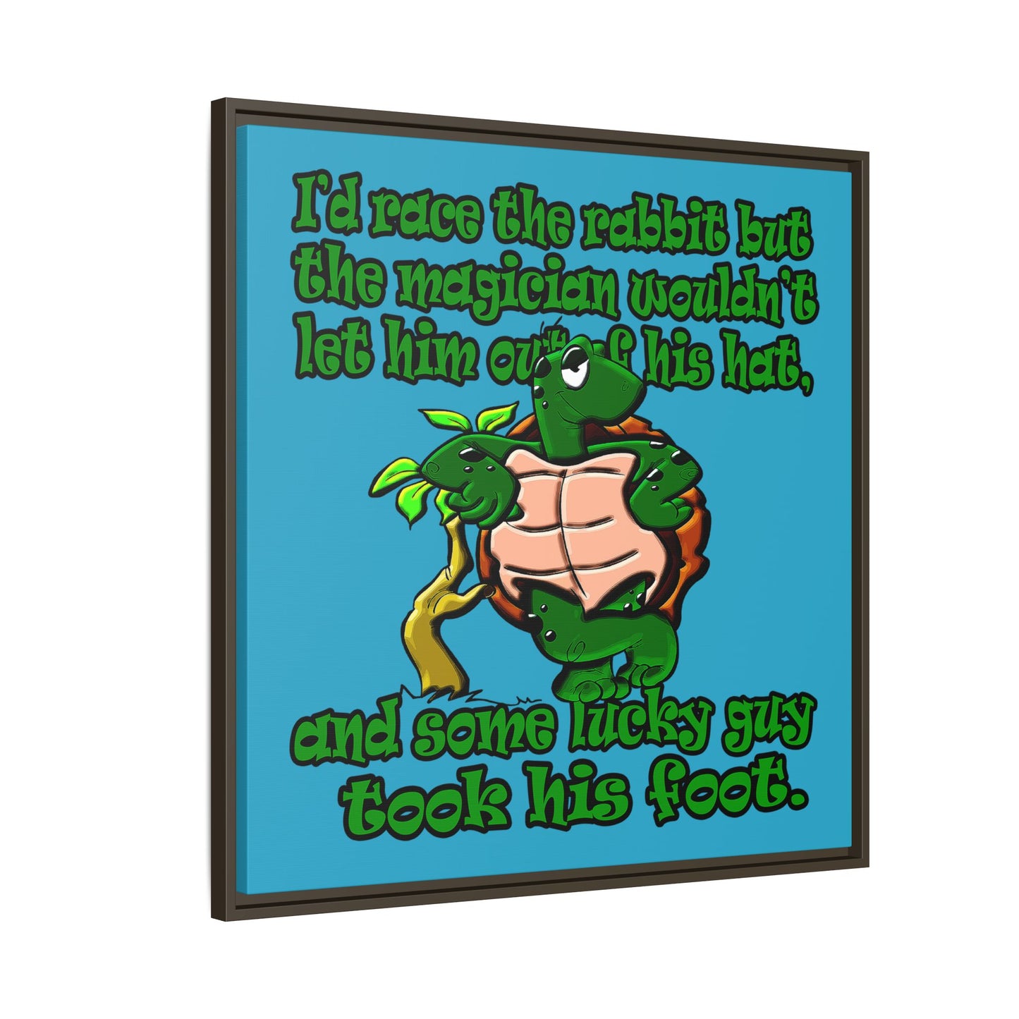 turtle race - framed canvas art (turquoise)
