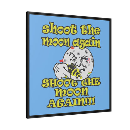 shoot the moon again - framed canvas art (light blue)