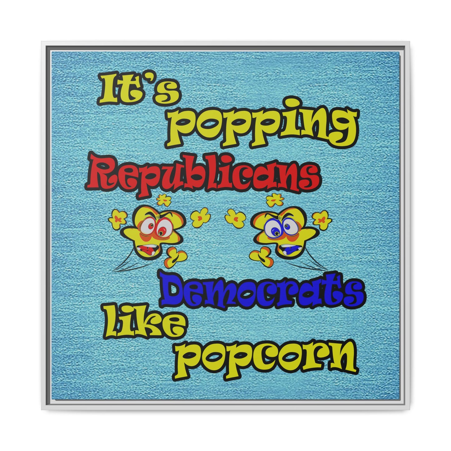 popping like popcorn - framed canvas art (faded dark blue)