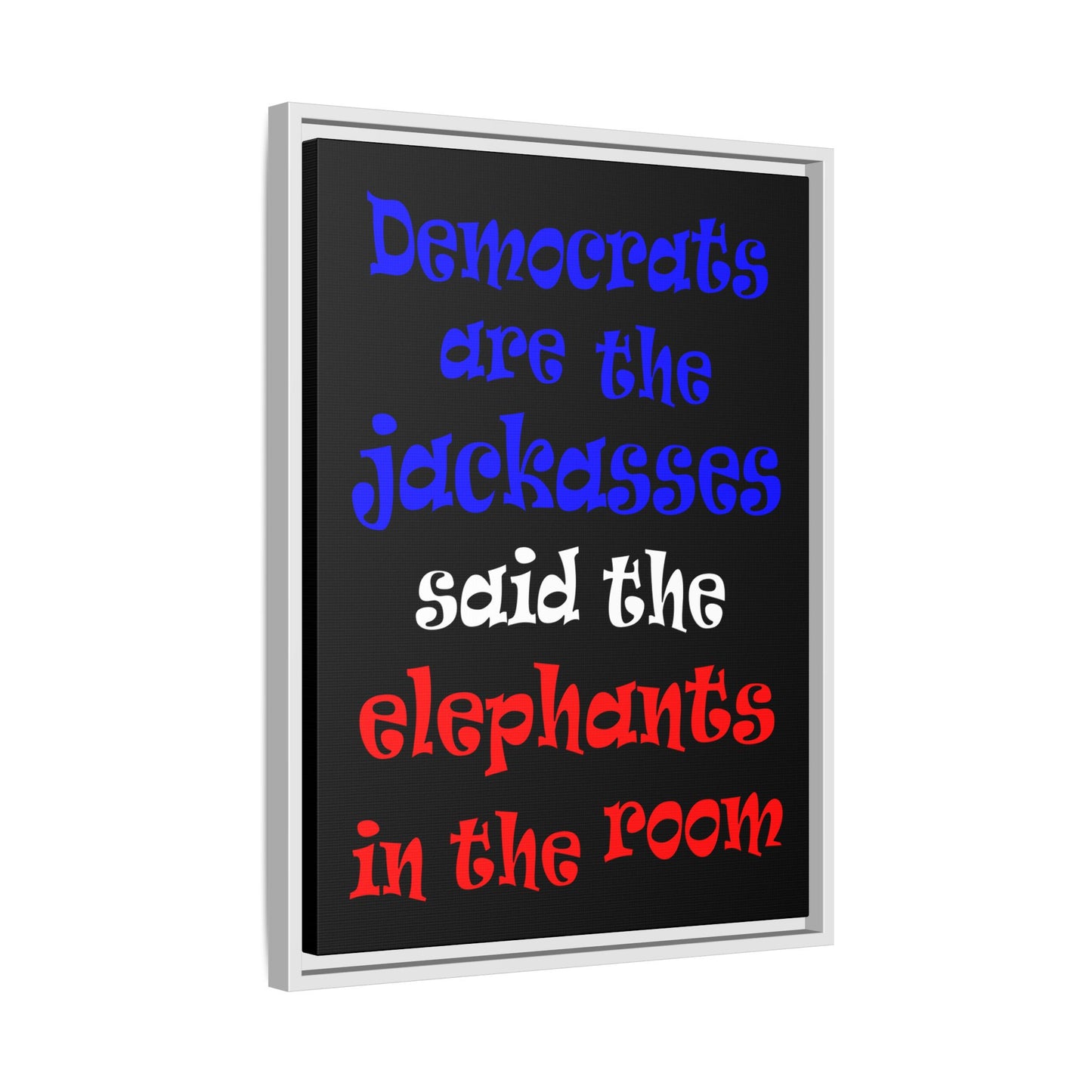 donkeys and elephants - framed canvas art (black)