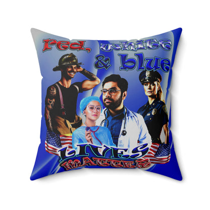 rw&b lives matter - Spun Polyester Square Pillow - (blue-white wave)