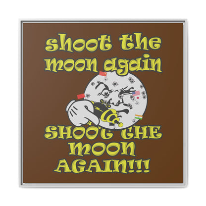 shoot the moon again - framed canvas art (brown)