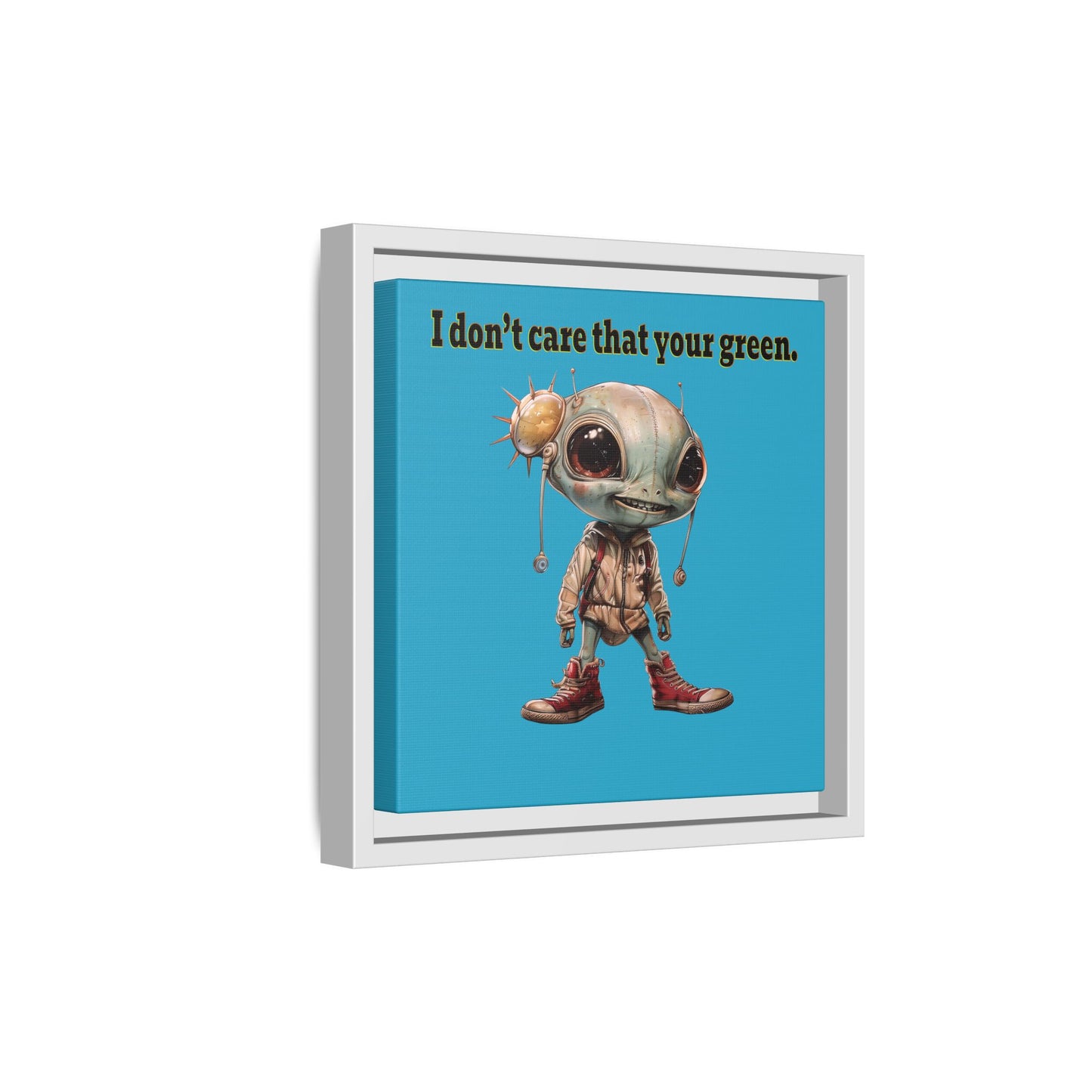 I don't care that your green - framed canvas art (turquoise)