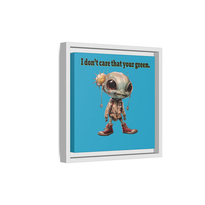 I don't care that your green - framed canvas art (turquoise)