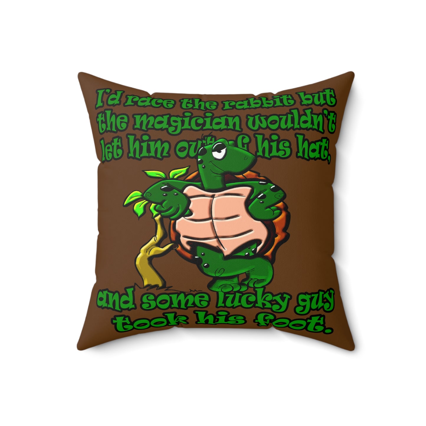 turtle race - Faux Suede Square Pillow - (brown)
