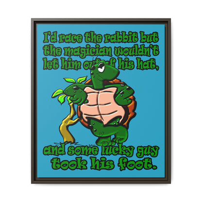 turtle race - framed canvas art (turquoise)