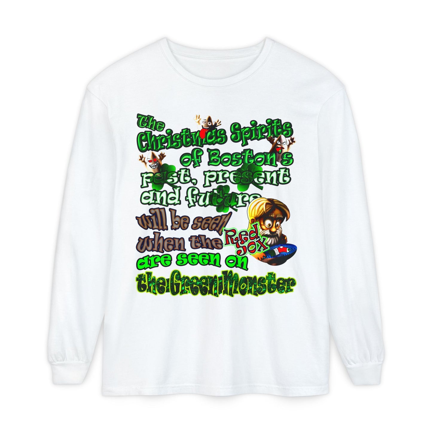 christmas spirits of boston - Unisex Garment-dyed Long Sleeve T-Shirt