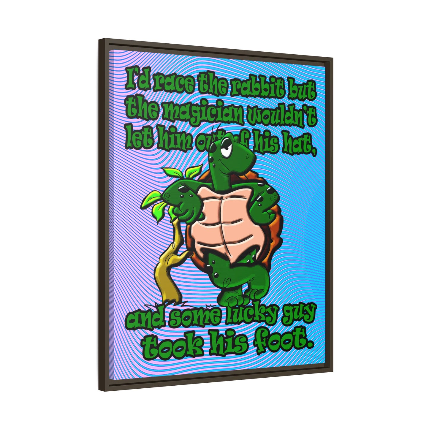 turtle race - framed canvas art (light blue-purple wave)