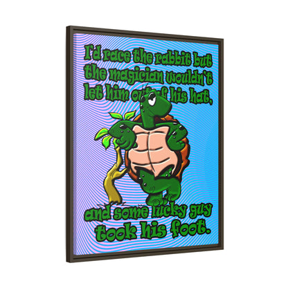 turtle race - framed canvas art (light blue-purple wave)