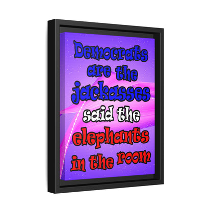 donkeys and elephants - framed canvas art (purple-pink wave)