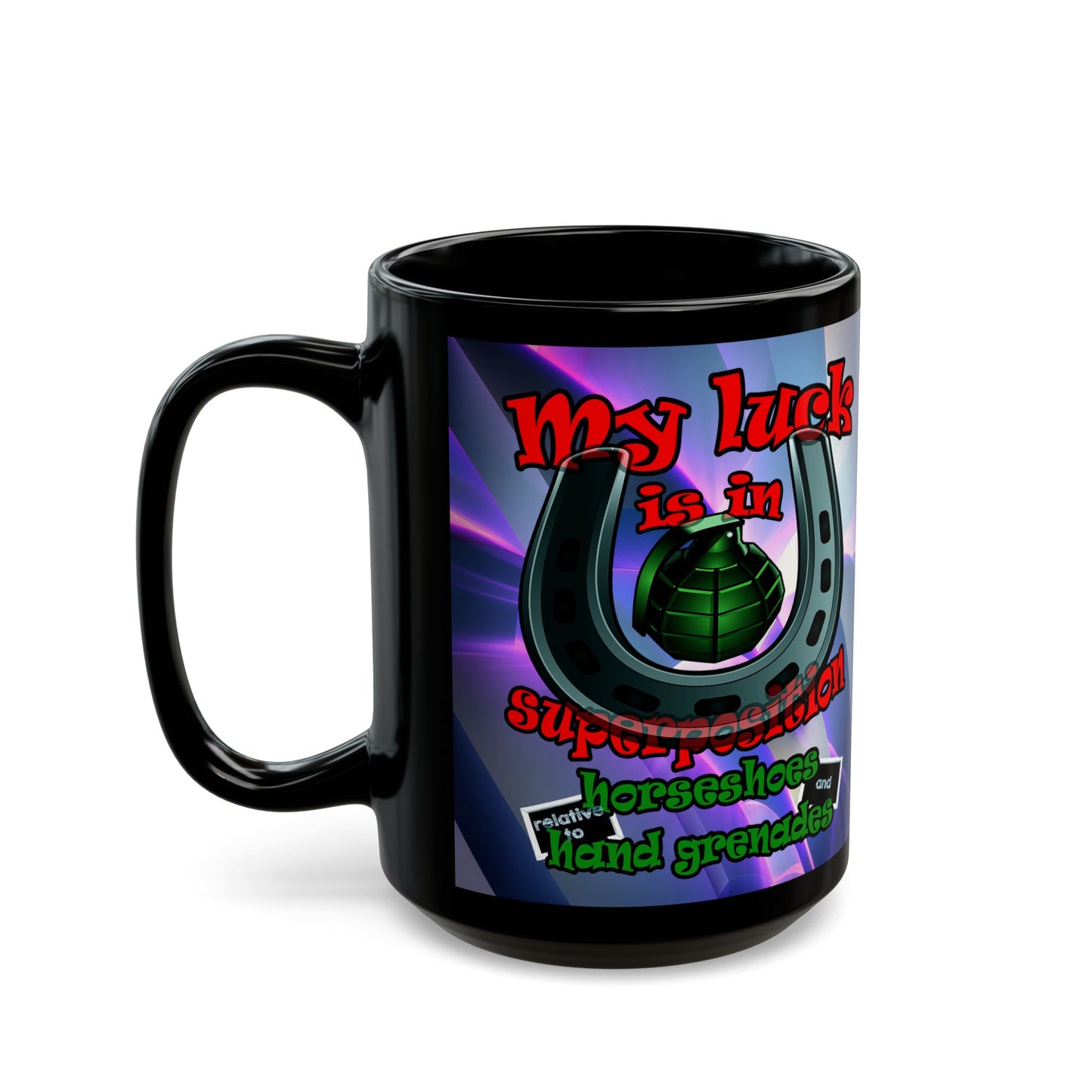 my luck - Black Mug (grey-pink wave)