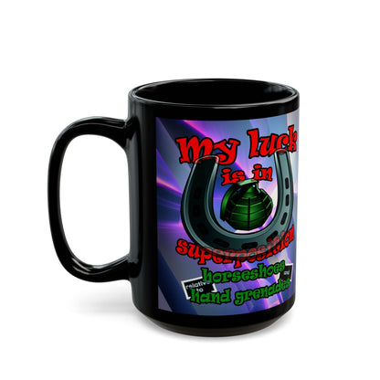 my luck - Black Mug (grey-pink wave)