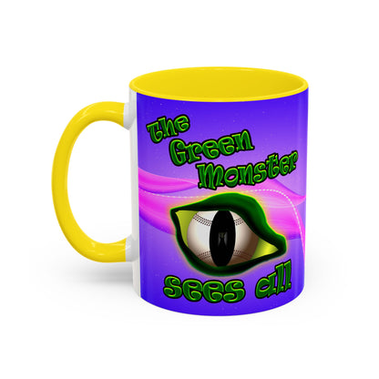 green monster - Accent Mug (purple-pink wave)
