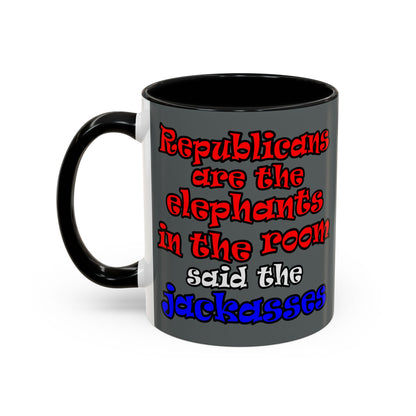 donkeys and elephants - Accent Mug (dark grey)